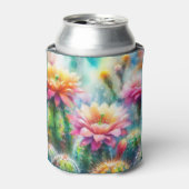 Waterverf bloeiende vetcactussen blikjeskoeler (Blikje Voorkant)