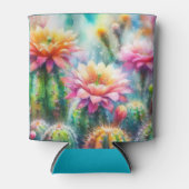 Waterverf bloeiende vetcactussen blikjeskoeler (Voorkant)