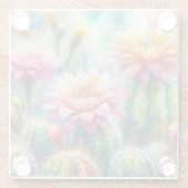 Waterverf bloeiende vetcactussen glazen onderzetter (Achterkant)