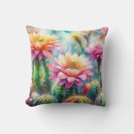 Waterverf bloeiende vetcactussen kussen