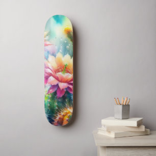 Waterverf bloeiende vetcactussen persoonlijk skateboard
