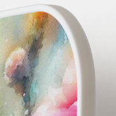 Waterverf bloeiende vetcactussen pickleball paddle (Links Detail)