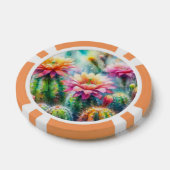 Waterverf bloeiende vetcactussen poker chips (Enkel)