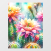 Waterverf bloeiende vetcactussen raamsticker (Vel)