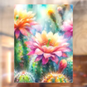 Waterverf bloeiende vetcactussen raamsticker (Vel 2)