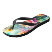 Waterverf bloeiende vetcactussen teenslippers (Schuin)