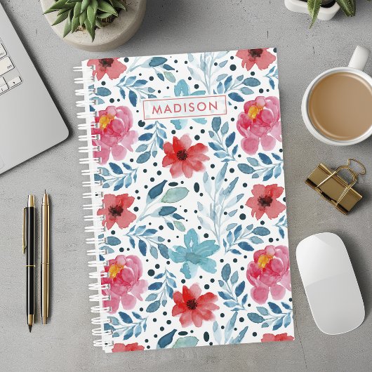 Waterverf bloeit bloemmotief gepersonaliseerd planner
