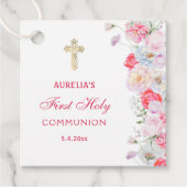Waterverf bloeit eerste communie bedankjes labels (Voorkant)