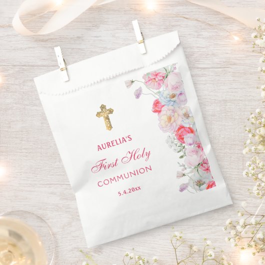 Waterverf bloeit eerste communie bedankzakje (Geknipt)