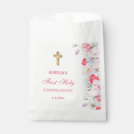 Waterverf bloeit eerste communie bedankzakje (Voorkant)