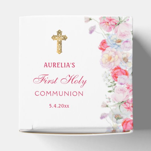 Waterverf Bloeit Eerste Communie Hart Bedankdoosjes (Bovenkant)