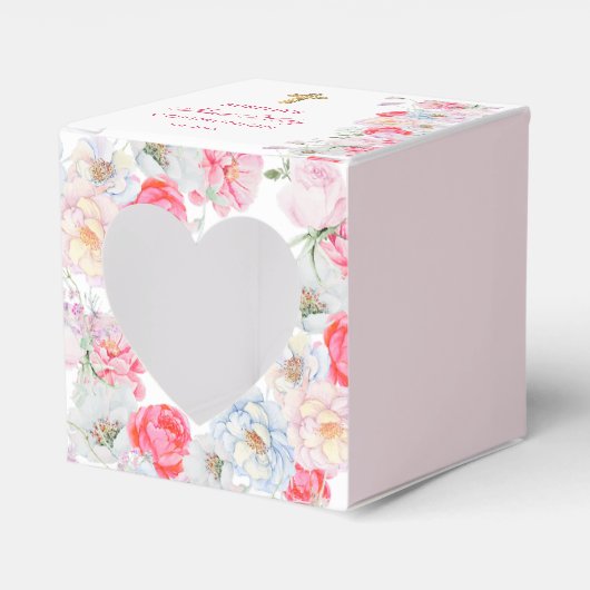 Waterverf Bloeit Eerste Communie Hart Bedankdoosjes (Voorkant Zijde)