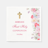 Waterverf bloeit eerste communie servet (Voorkant)