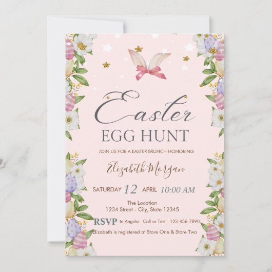 Waterverf bloeit eitjes konijnenoren kaart (Voorkant)