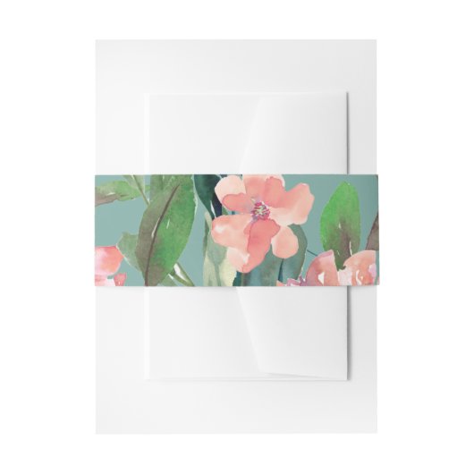 Waterverf bloeit groene bruiloft Uitnodigingen Wikkel (Voorkant Voorbeeld)