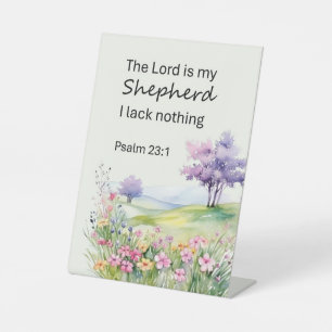 Waterverf bloeit in een veld Psalm 23 Reclamebord Met Voetstuk