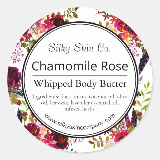 Waterverf bloeit op witte body boterlabels ronde sticker (Voorkant)