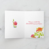 Waterverf bloeit Rozen voor je op je verjaardag Kaart (Binnen)