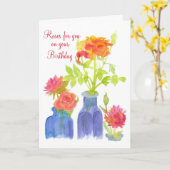 Waterverf bloeit Rozen voor je op je verjaardag Kaart (Gele Bloem)