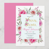 Waterverf bloeit virtueel baby of vrijgezellenfees kaart (Voorkant / Achterkant)