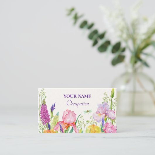 Waterverf bloeit visitekaartje (Staand voorkant)