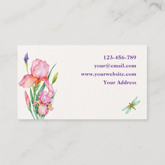 Waterverf bloeit visitekaartje (Achterkant)