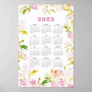 Waterverf bloem 2023 kalender poster