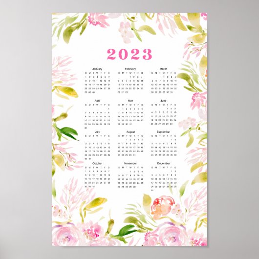 Waterverf bloem 2023 kalender poster (Voorkant)