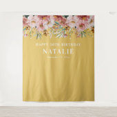Waterverf bloem 30e verjaardag roze chic ta wandkleed (Voorkant)