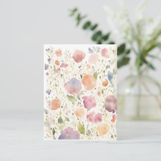 Waterverf Bloem achtergrond Briefkaart (Staand voorkant)