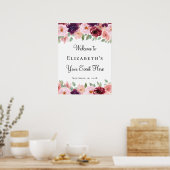 Waterverf Bloem Achtergrond Burgundy Blush Elke Ge Poster (Keuken)