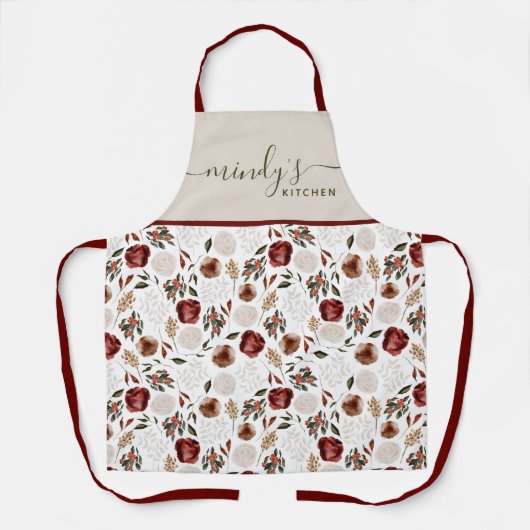 Waterverf Bloem All-Over Print Schort (Voorkant)