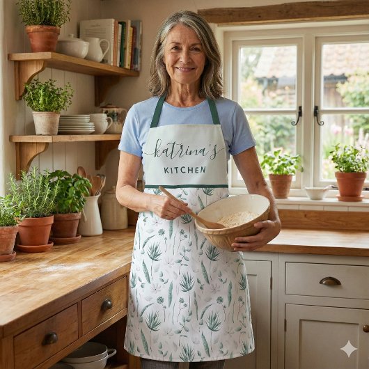 Waterverf Bloem All-Over Print Schort