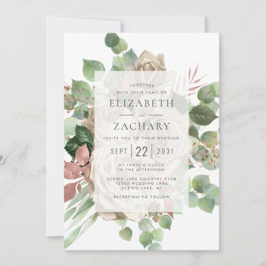 Waterverf Bloem Aquarel Ivoor Roos Eucalyptus Brui Kaart (Voorkant)