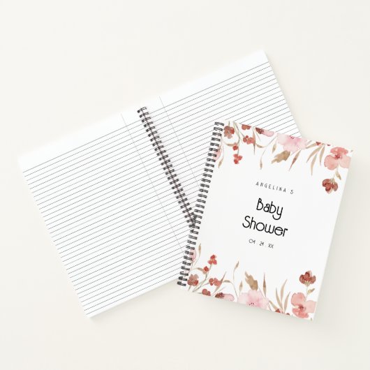 Waterverf Bloem Baby shower Geschenklijst Notitieb Notitieboek (Binnen)