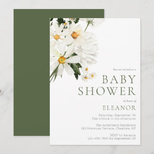 Waterverf Bloem Baby Shower Uitnodiging