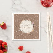 Waterverf bloem beige baby shower servetten (Insitu)
