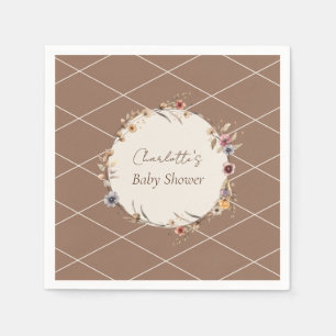 Waterverf bloem beige baby shower servetten
