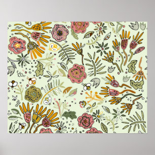 Waterverf Bloem Bij Bloemen Elegant Modern Poster