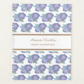 Waterverf Bloem Blauw Goud Patroon Weekplanner Planner (Voorkant)