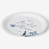 Waterverf Bloem Blauw Thee Feest Bruids Bruiloft Papieren Bordje (Gekanteld)