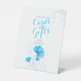 Waterverf Bloem Blauw Trouwcadeau Tafel signage Reclamebord Met Voetstuk