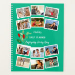 Waterverf bloem Blauwgroen Rood 12 Foto collage Planner<br><div class="desc">Pas uw planner aan met uw foto's, naam en aangepaste tekst. Dit ontwerp van de sjabloon is klaar voor u om 12 van uw favoriete foto's aan de voorzijde toe te voegen. De middelste twee foto's zullen ook automatisch in een grotere grootte op de rug verschijnen. Het ontwerp bevindt zich...</div>