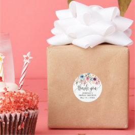 Waterverf Bloem Bloeit Dank Je Favor Ronde Sticker