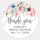 Waterverf Bloem Bloeit Dank Je Favor Ronde Sticker (Voorkant)