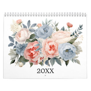 Waterverf Bloem Bloemen Groene Botanische Kalender