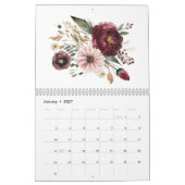 Waterverf Bloem Bloemen Groene Botanische Kalender (Jan 2027)