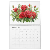 Waterverf Bloem Bloemen Groene Botanische Kalender (Feb 2027)