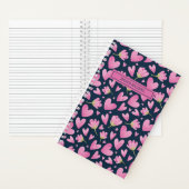 Waterverf Bloem Bloempatroon Cute Roze Hart Notitieboek (Binnen)