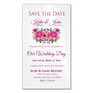 Waterverf Bloem Boeket-Bruiloft Save the Date- Magnetisch Visitekaartje